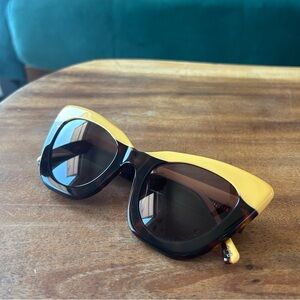 Color Block Yellow & Tortoise Shell Cat Eye Sunglasses